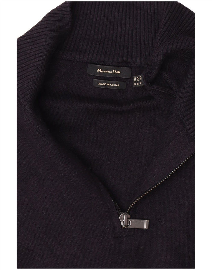 Suéter masculino Massimo Dutti com zíper e gola média azul marinho