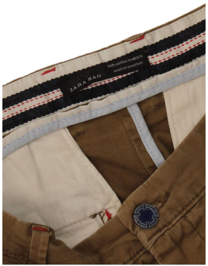 Zara Mens Slim Chino Calças EU 40 Médio W31 L33 Marrom