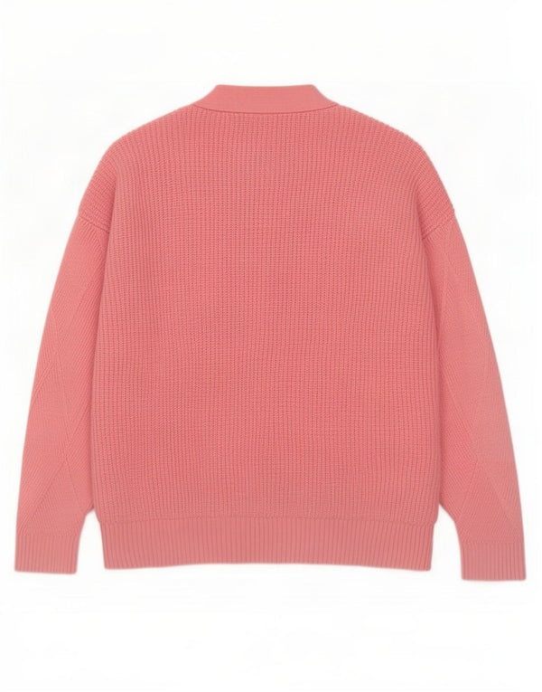 Suéter cardigã feminino grande Marks & Spencer UK 18 XL algodão rosa