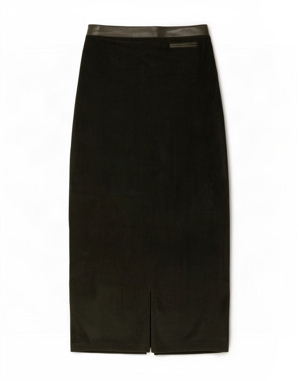 Saia feminina maxi de veludo Aria UK 12 médio W28 verde tencel
