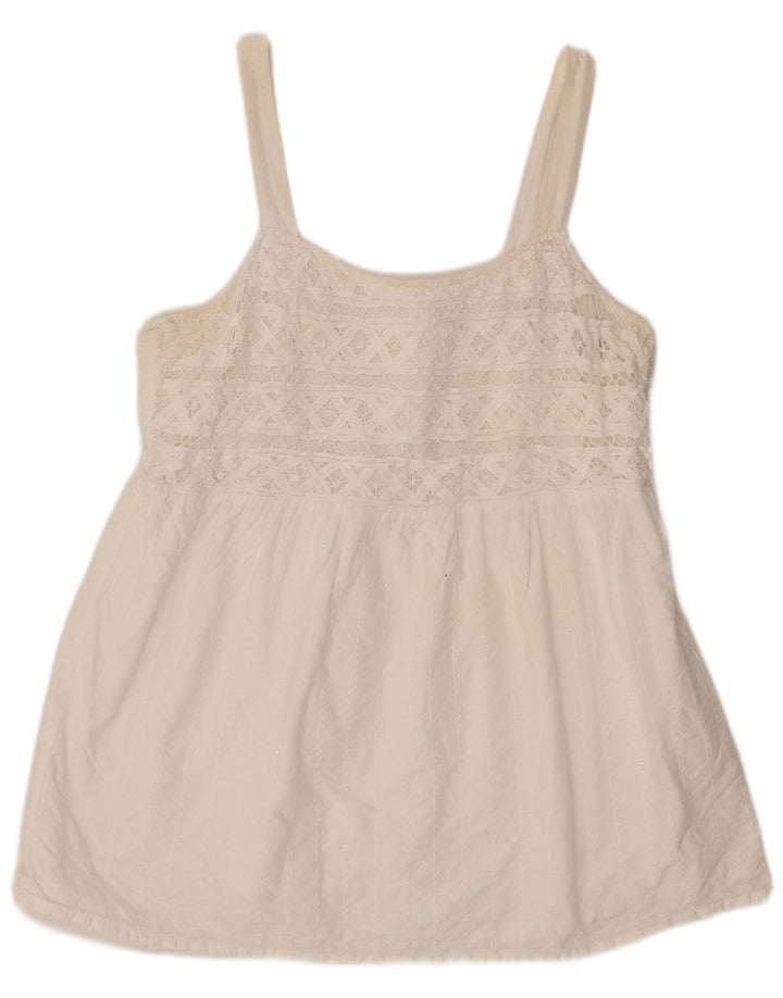Top feminino Fat Face Cami UK 18 XL algodão branco
