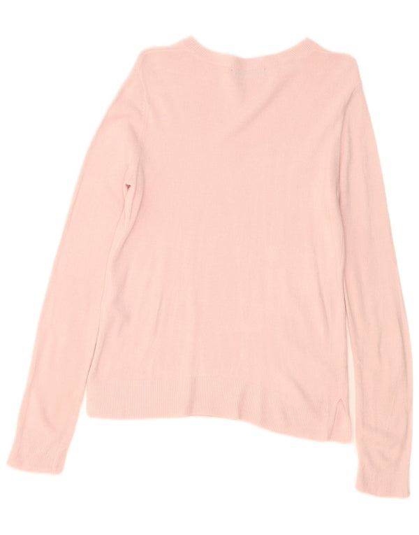 Suéter feminino Marks & Spencer com gola canoa e acrílico rosa pequeno Reino Unido 10