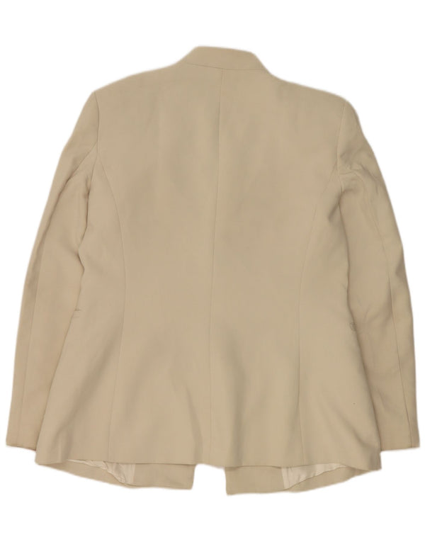 Jaqueta Blazer Zara Mulher UK 18 XL Bege Poliéster