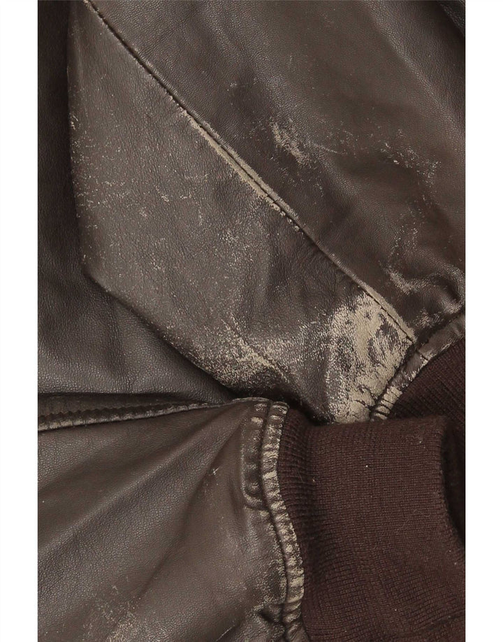 Jaqueta de couro masculina vintage UK 42 XL marrom