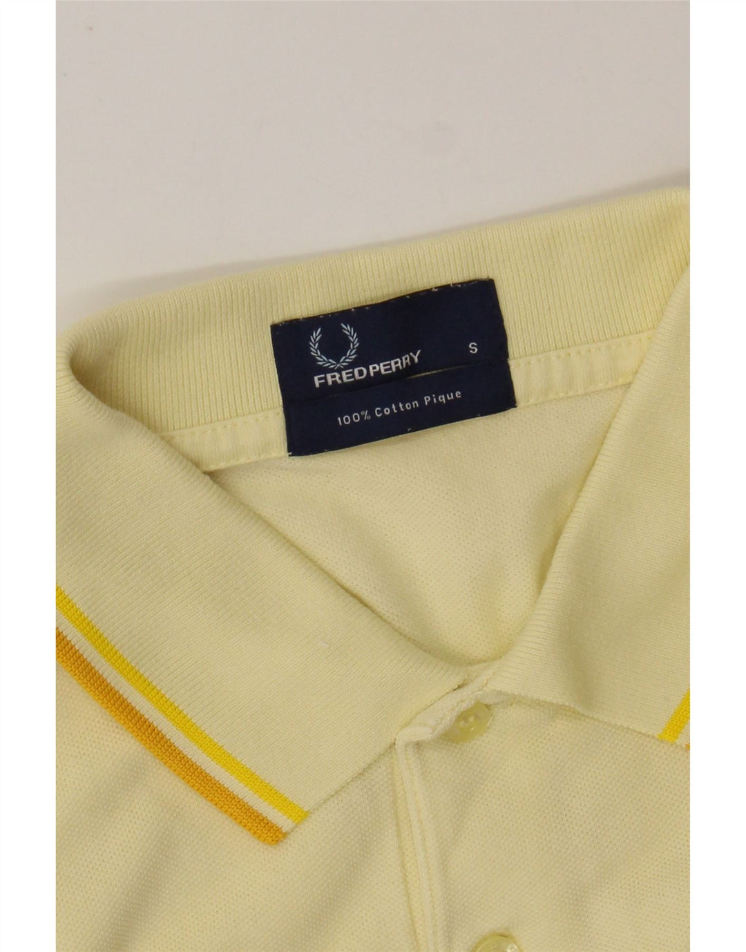 Camisa pólo masculina FRED PERRY pequena de algodão amarelo