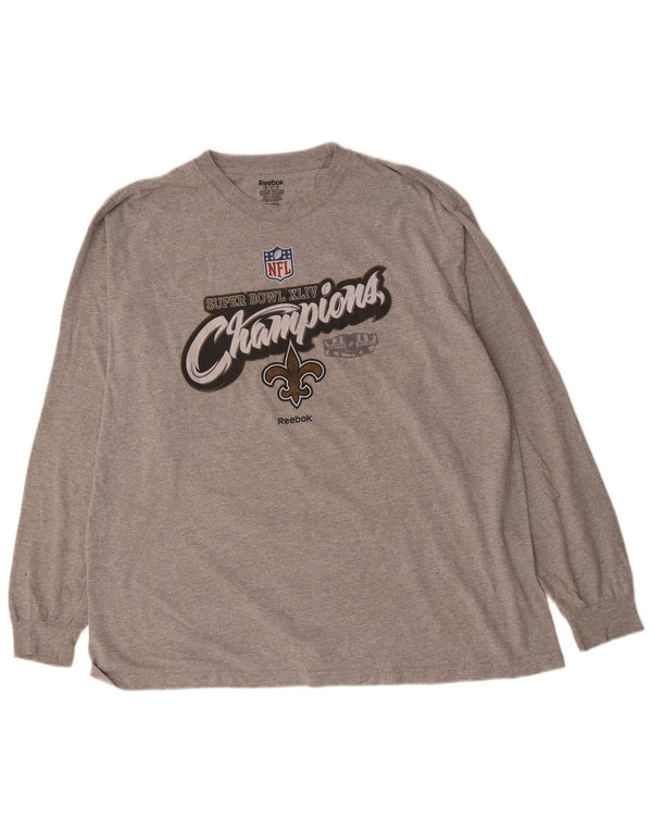 Reebok Mens New Orleans Saints Graphic Top Manga Longa 2XL Cinza Flecked