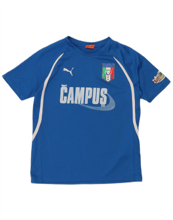 PUMA Boys Italia Graphic T-Shirt Top 11-12 Years Blue Polyester