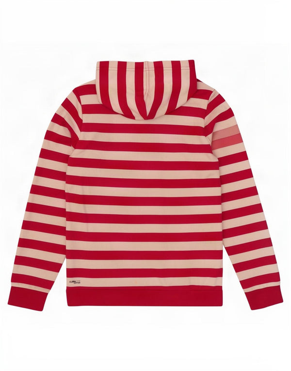 Adidas Womens Climalite Hoodie Jumper UK 14 Médio Rosa Listrado Algodão