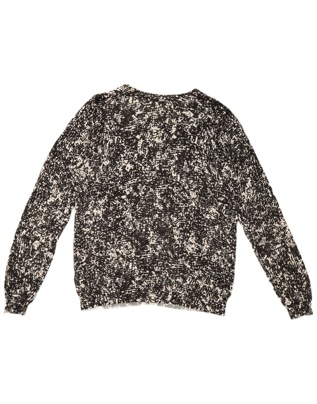 Suéter cardigã feminino Marks & Spencer com padrão abstrato Reino Unido 16 grande preto
