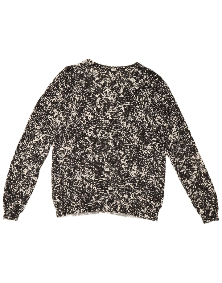 Suéter cardigã feminino Marks & Spencer com padrão abstrato Reino Unido 16 grande preto