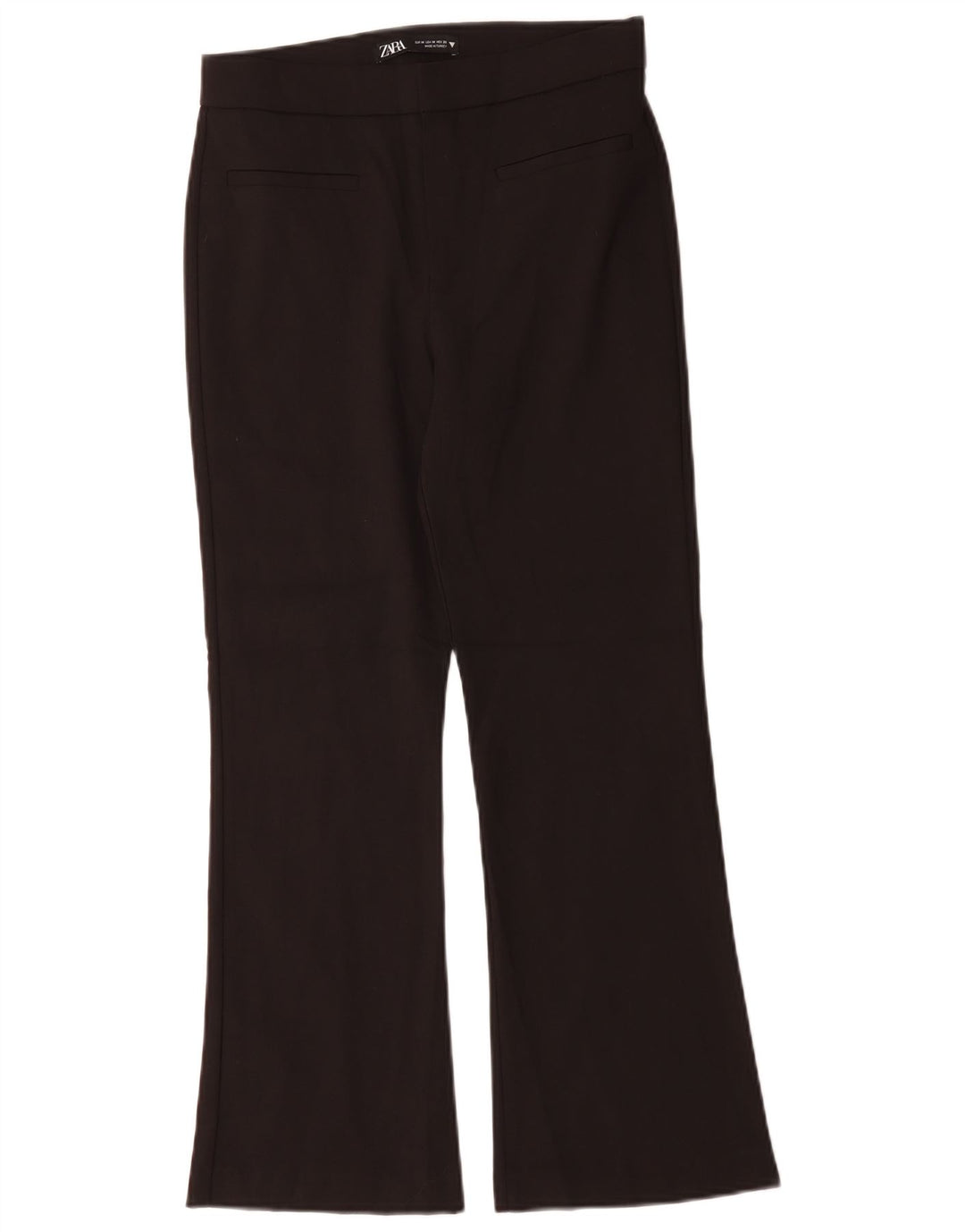 Zara Calça feminina casual bootcut médio W28 L26 algodão preto