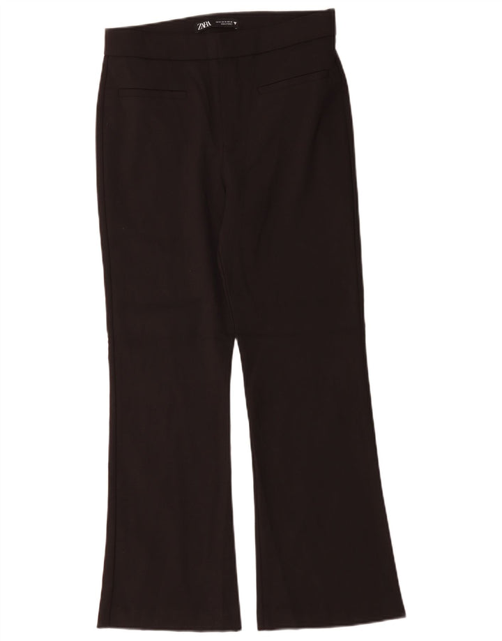 Zara Calça feminina casual bootcut médio W28 L26 algodão preto
