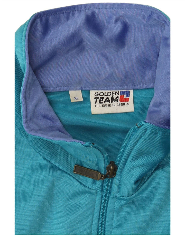 Poliéster azul dourado do XL Colourblock do revestimento superior do fato de treino dos homens da equipe