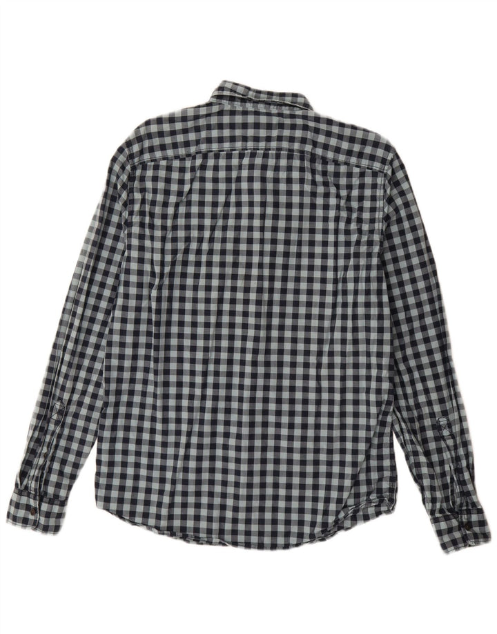 Camisa masculina Timberland Slim Fit média azul marinho algodão guingão