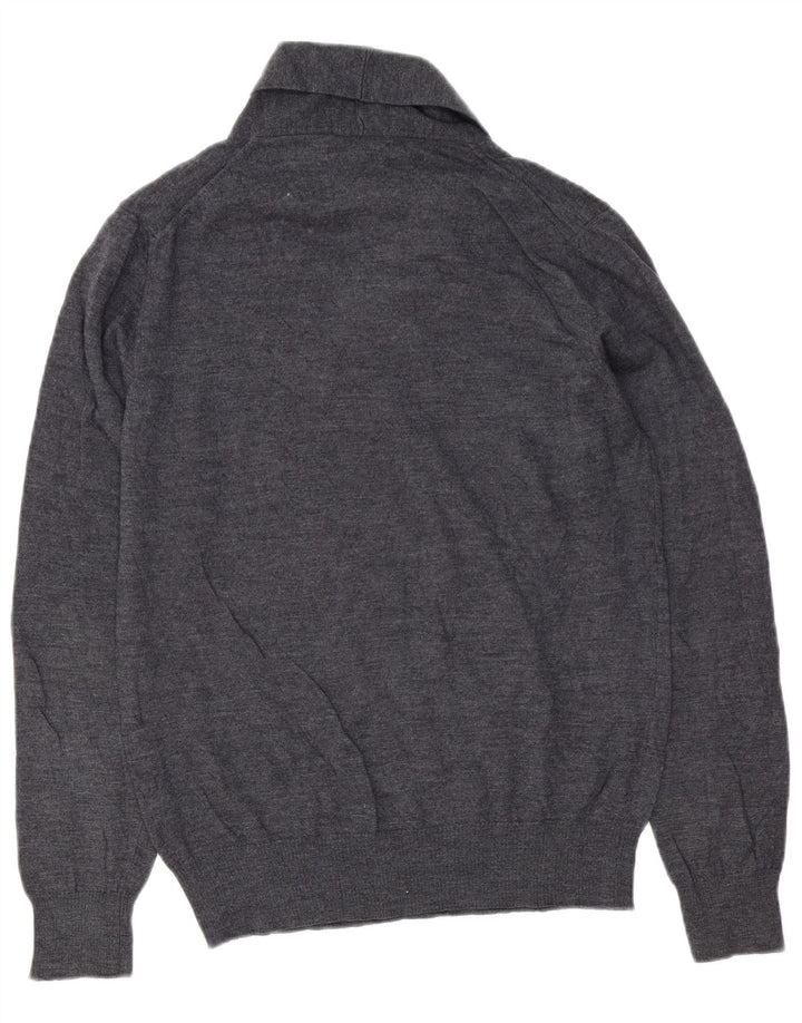 Zara Suéter masculino com gola xale grande lã cinza