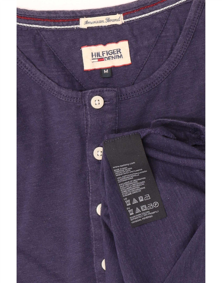 Tommy Hilfiger Masculino Henley Top Manga Longa Médio Algodão Azul Marinho