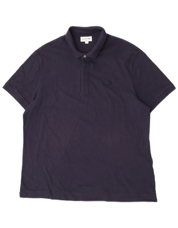 Camisa polo masculina Lacoste Regular Fit tamanho 7 2XL algodão azul marinho