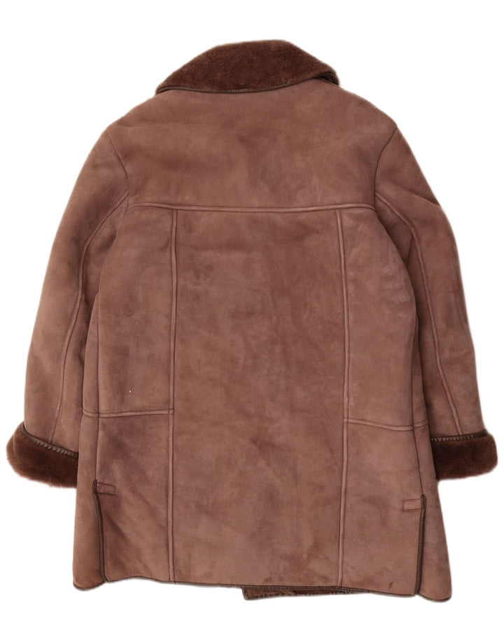 Sobretudo masculino Nurseys Shearling Reino Unido 36 pele de carneiro marrom pequena