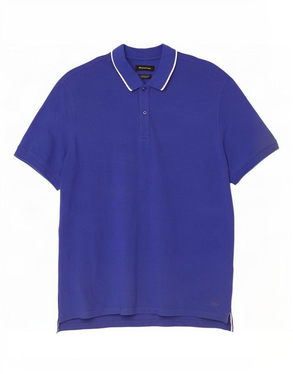 Camisa polo masculina Massimo Dutti 2XL algodão azul