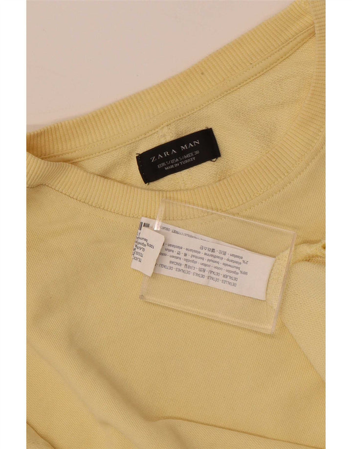 Zara moletom masculino jumper pequeno algodão amarelo