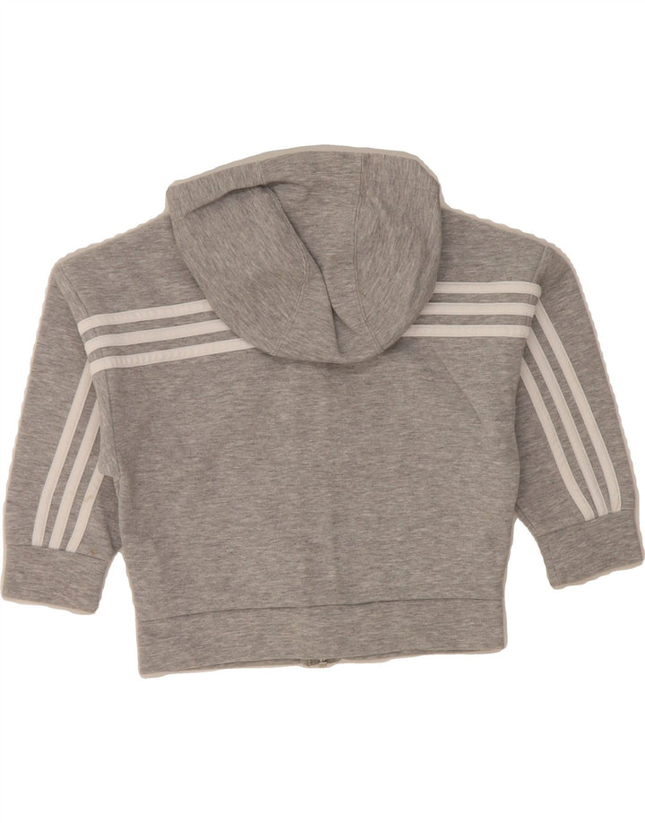ADIDAS Boys Zip Hoodie Sweater 5-6 Years Grey Flecked Cotton Vintage Adidas and Second-Hand Adidas from Messina Hembry 