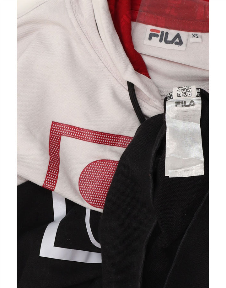 FILA Mens Graphic Hoodie Jumper XS Preto Colorblock Algodão