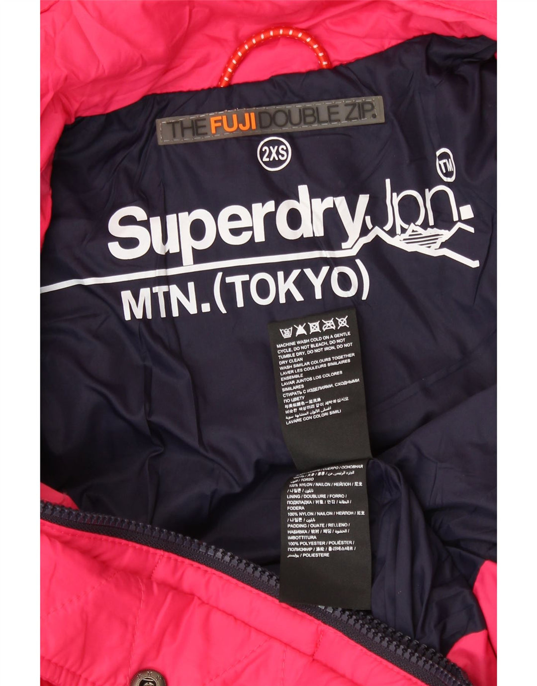 Jaqueta acolchoada com capuz feminina SUPERDRY UK 2 2XS rosa nylon