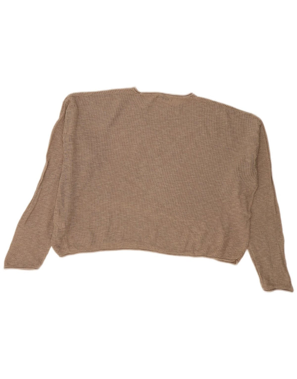 Suéter Zara feminino cropped oversized com gola redonda Reino Unido 18 XL bege