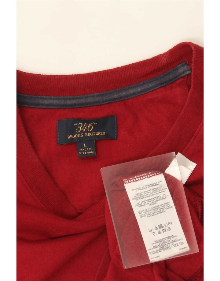 Brooks Brothers Mens Regular Fit Top Manga Longa Grande Algodão Vermelho