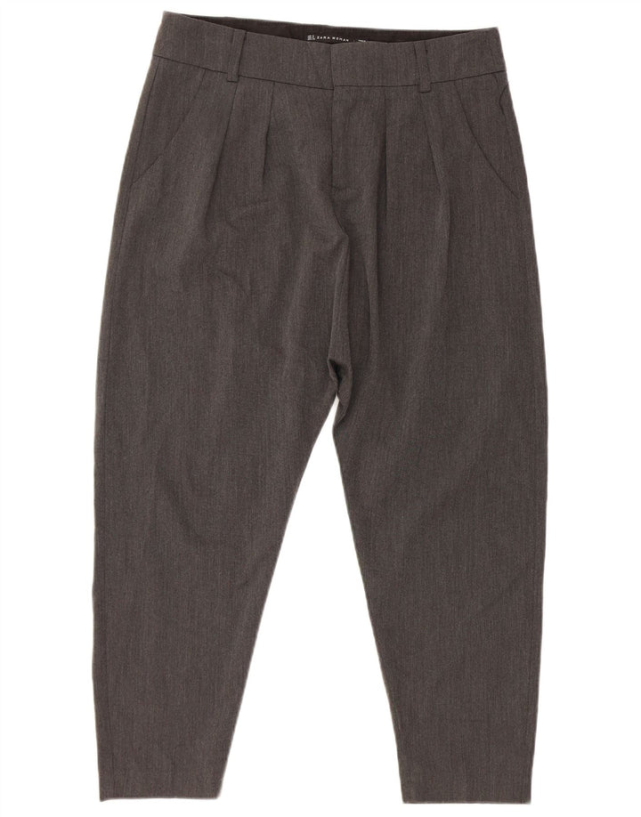 Calça feminina Zara Capri Harem pequena W26 L20 cinza viscose