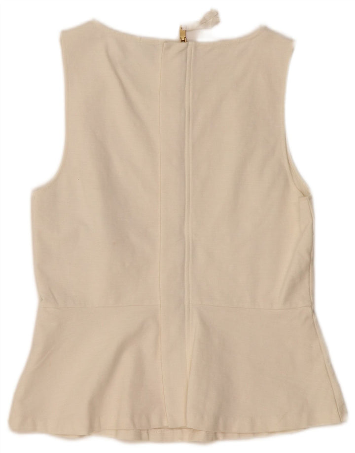 Blusa feminina sem mangas J. CREW UK 12 algodão branco médio
