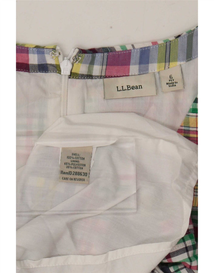 L.L.Bean Vestido feminino sem mangas com bainha US 6 médio patchwork multicolorido