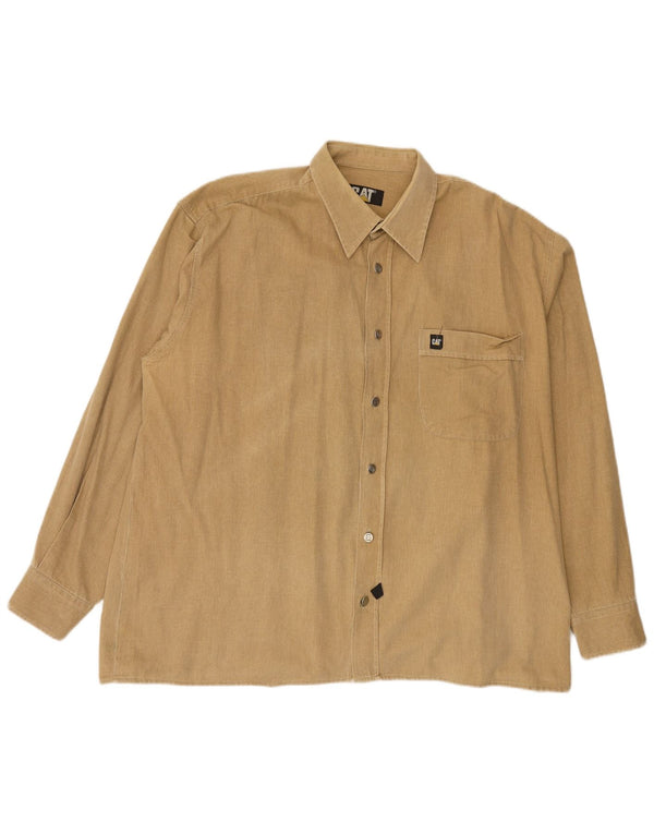 Camisa masculina CAT 2XL risca de giz bege