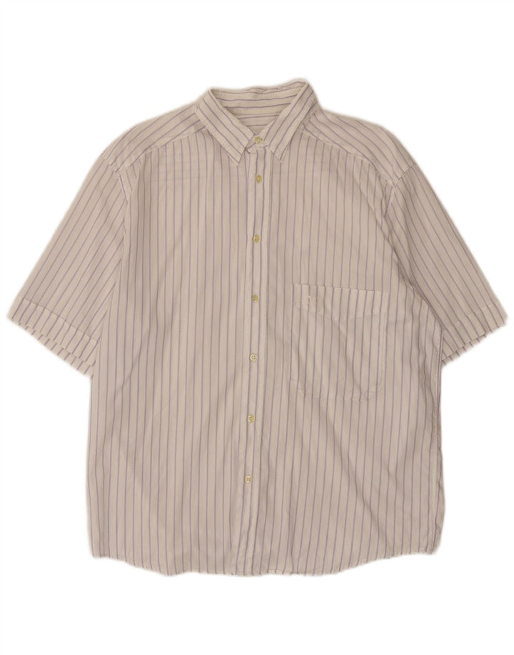 Camisa masculina de manga curta Valentino algodão listrado branco médio