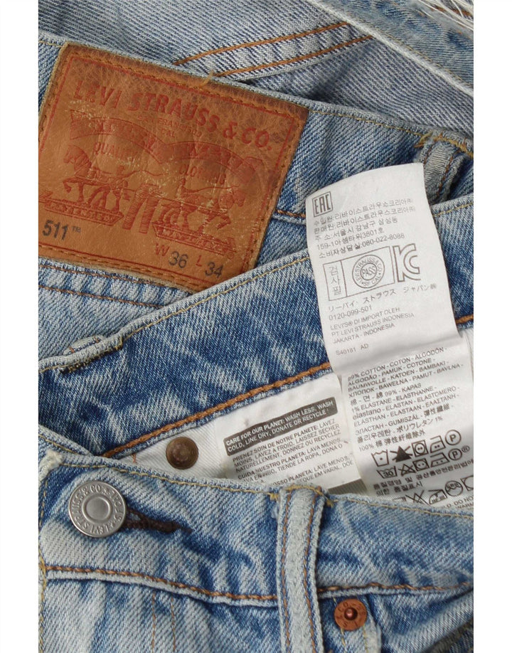Levi's Mens Distressed Slim Jeans W36 L34 Azul Algodão
