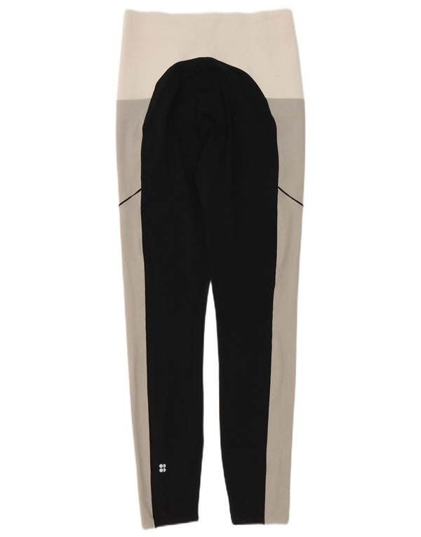 Leggings femininas suadas Betty UK 8 poliéster preto pequeno Colourblock