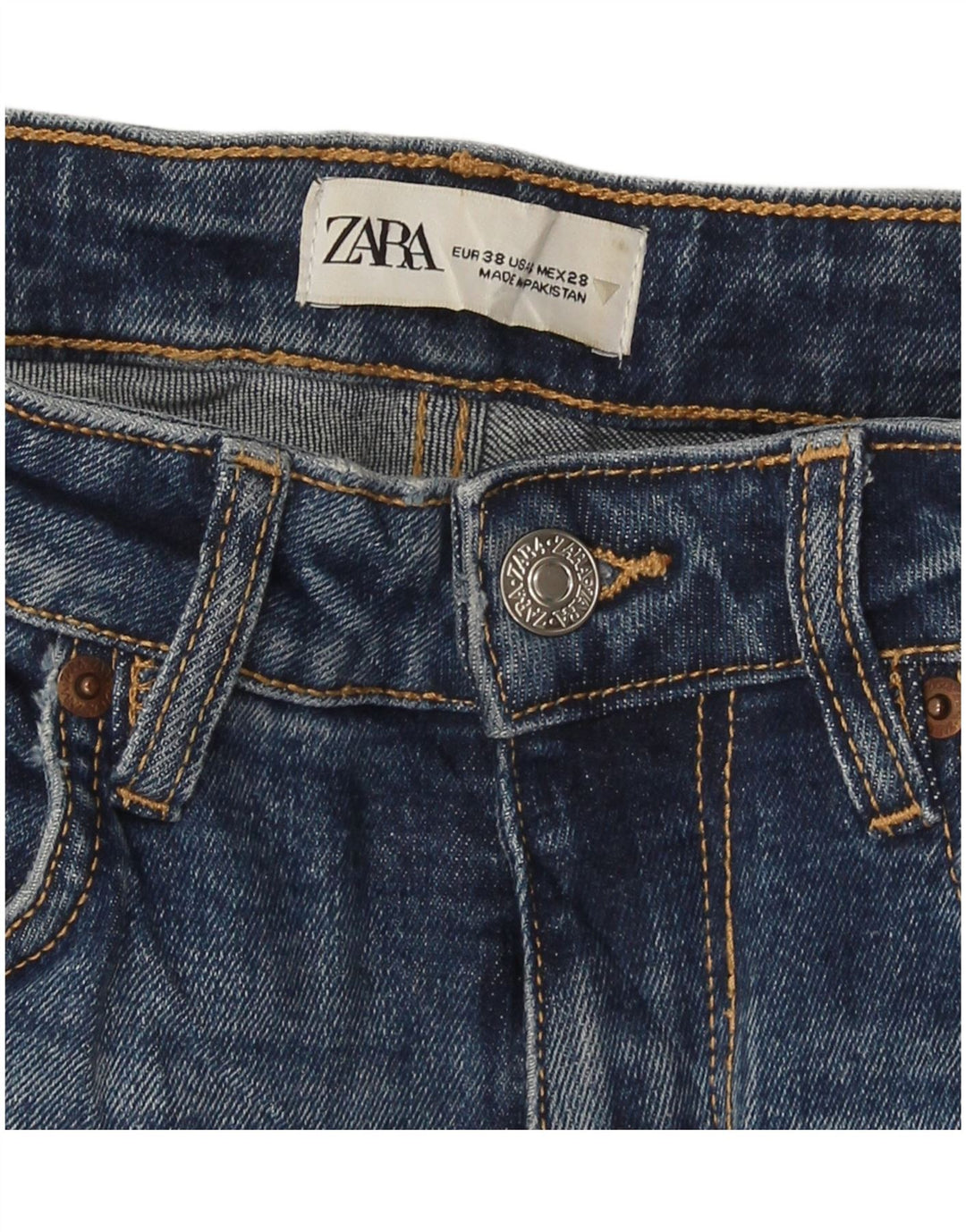 Calça jeans reta feminina Zara EU 38 pequena W30 L26 azul