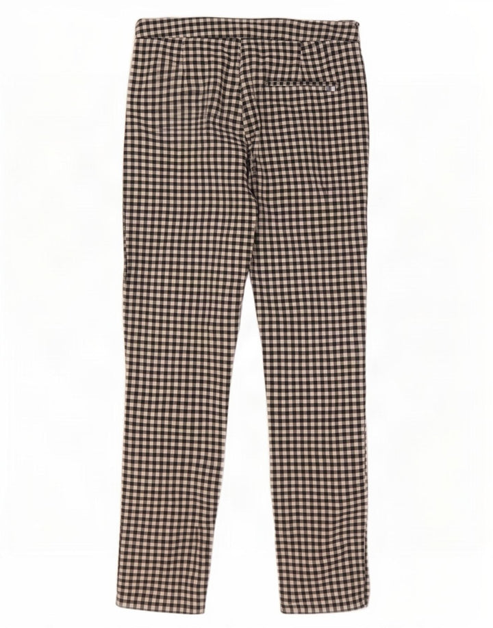 Calça feminina Zara Slim Cropped Médio W28 L26 Preto Gingham Algodão