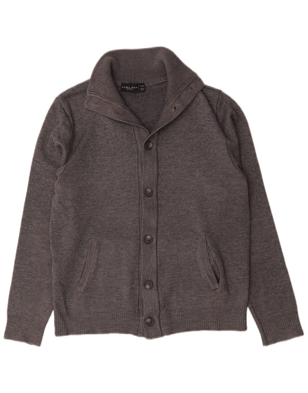 Suéter cardigã masculino Zara grande lã cinza