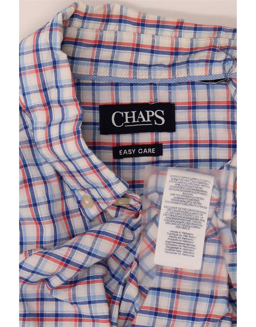 Camisa masculina de manga curta Chaps grande algodão xadrez azul