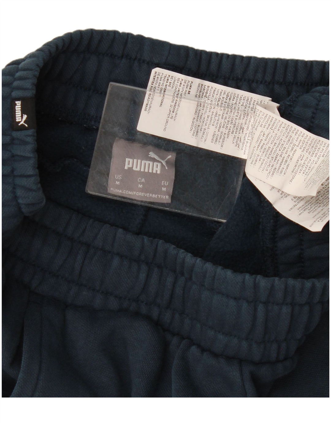Calça de treino masculina Puma Joggers médio azul marinho algodão
