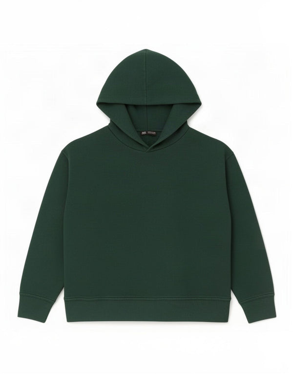 Zara Womens Oversized Hoodie Jumper Reino Unido 16 Grande Algodão Verde
