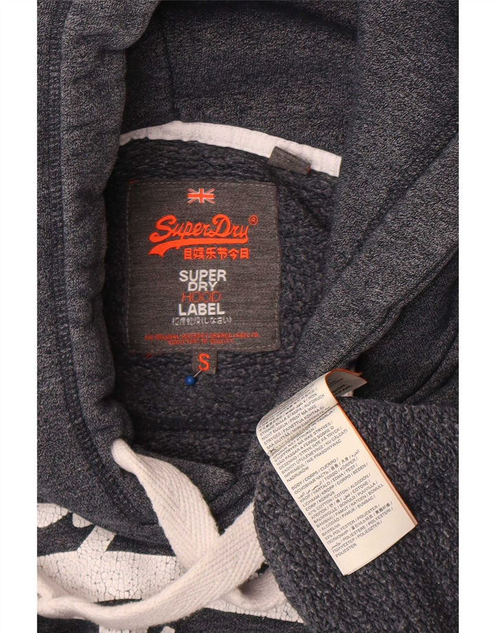 Suéter com capuz gráfico masculino Superdry pequeno algodão cinza
