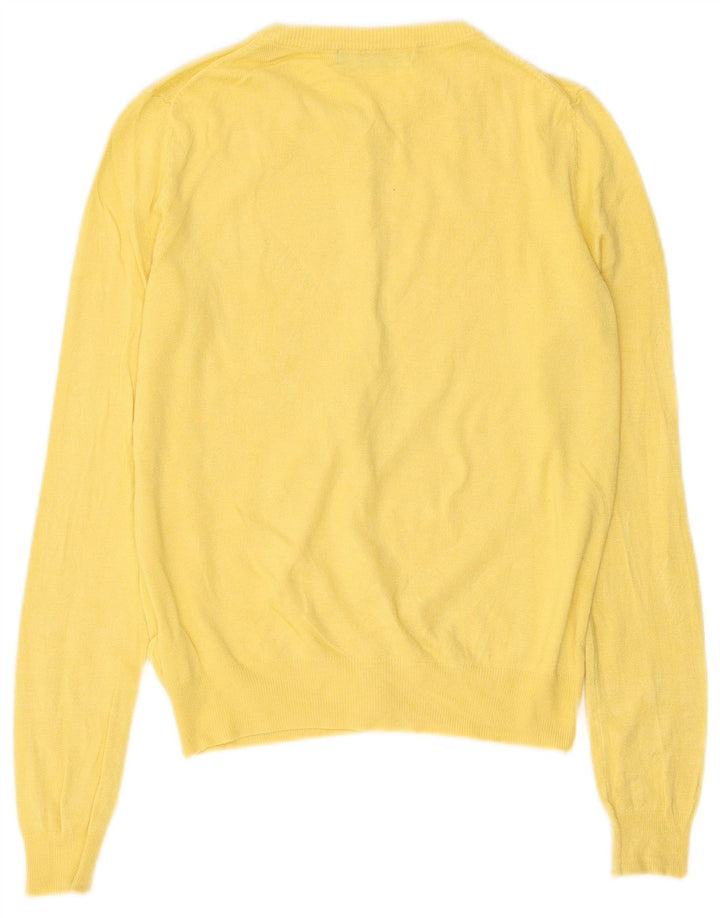 Suéter cardigã feminino Marks & Spencer Reino Unido 8 viscose amarela pequena
