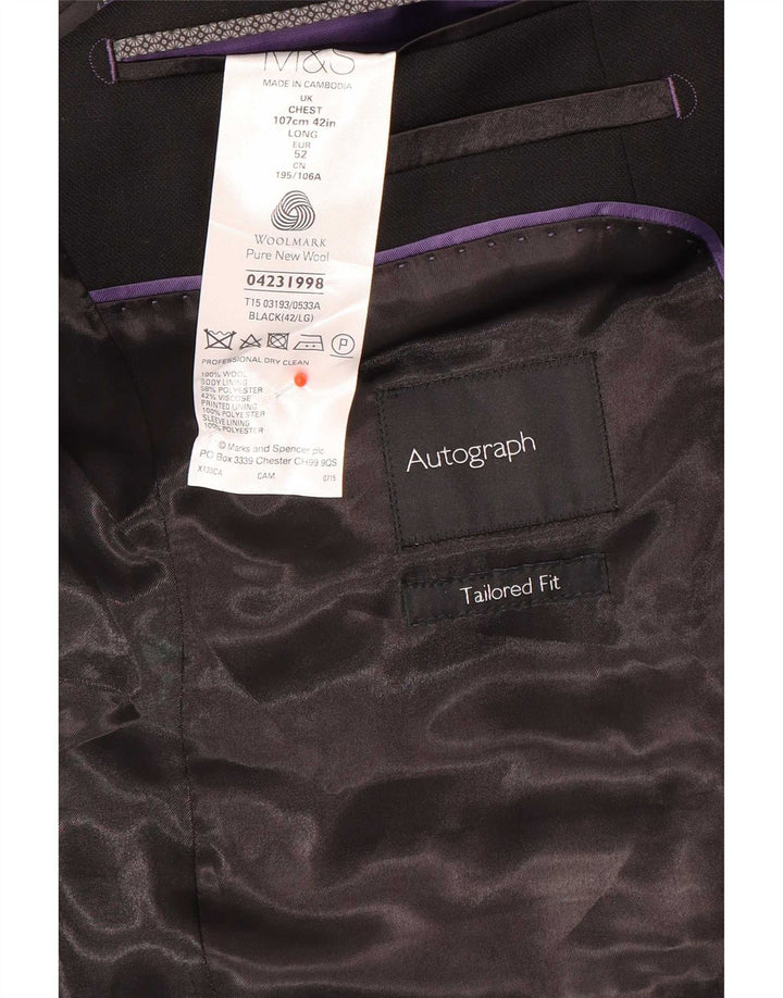 Jaqueta blazer masculina Marks & Spencer sob medida com 2 botões Reino Unido 42 grande preta