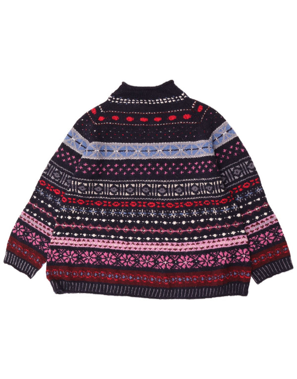 Suéter feminino vintage com gola tartaruga UK 18 XL multicolorido retrô