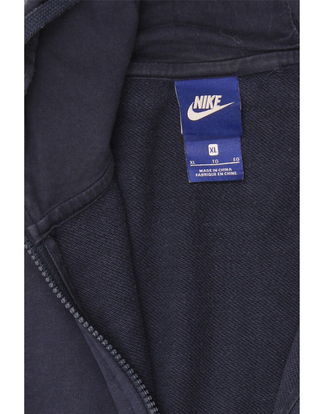 NIKE Mens Zip Hoodie Sweater XL Navy Blue Cotton Vintage Nike and Second-Hand Nike from Messina Hembry 