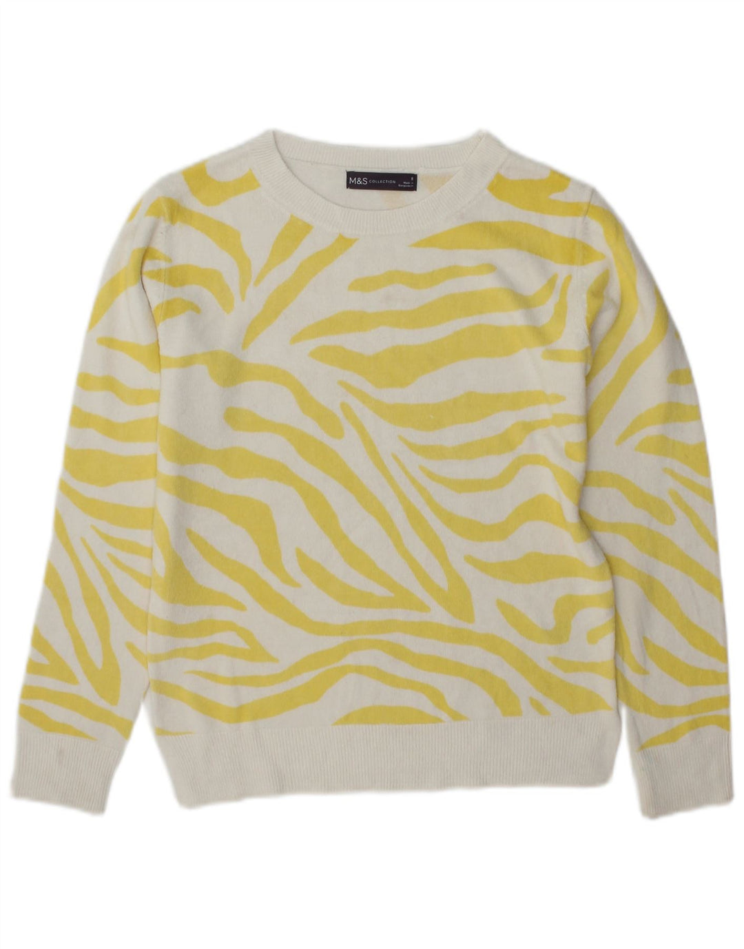 Suéter feminino Marks & Spencer com gola canoa Reino Unido 8 pequeno amarelo
