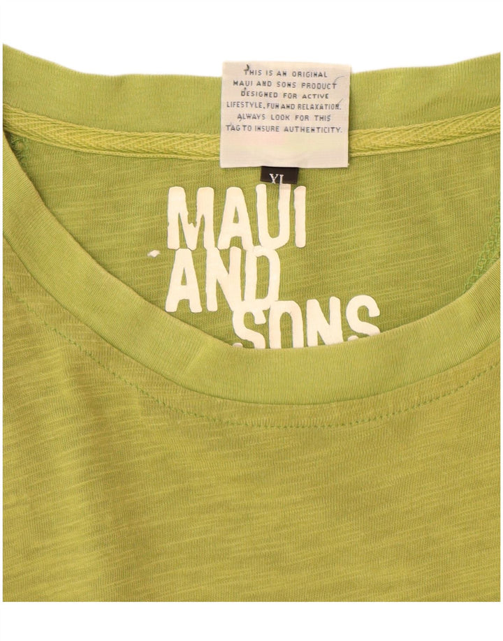 Camiseta feminina MAUI AND SONS UK 18 XL algodão manchado verde