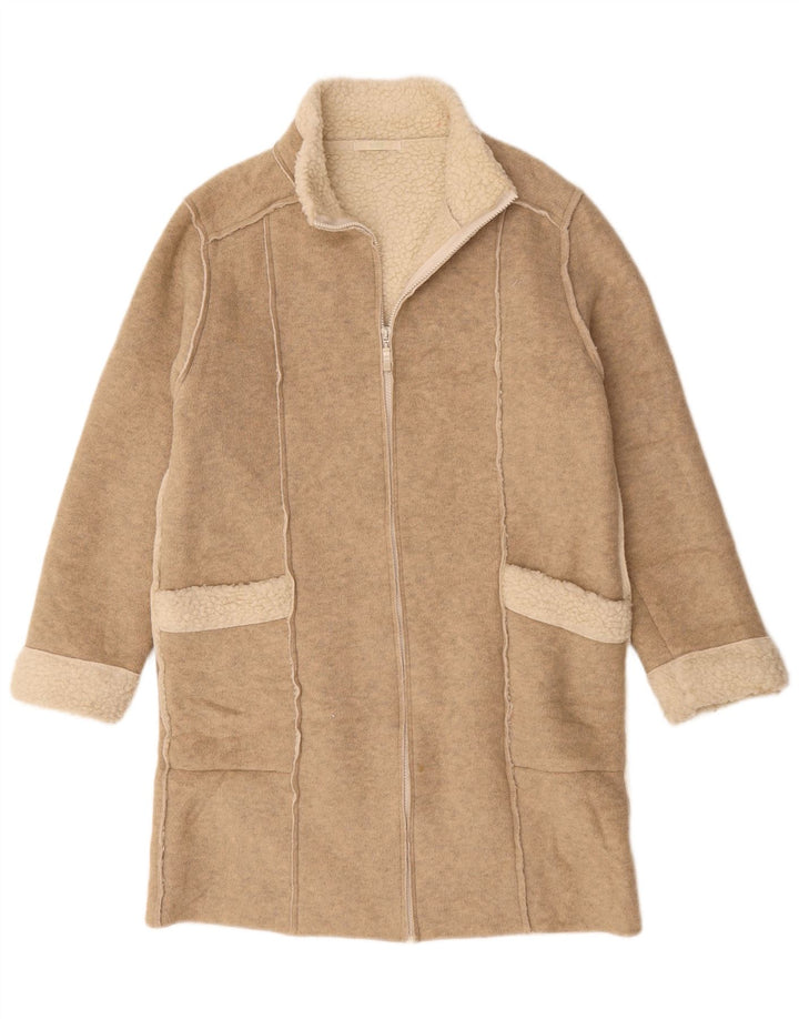Sobretudo feminino Sherpa da Marks & Spencer Reino Unido 10 pequeno bege manchado